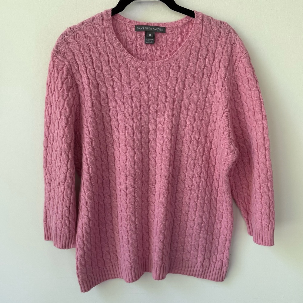 Saks Fifth Avenue Blush Cable Knit Sweater